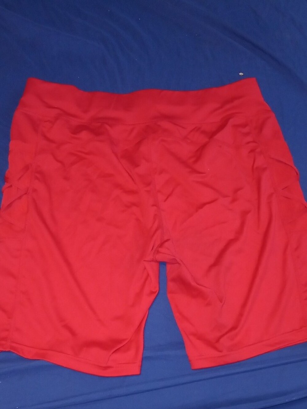Love Bright Red WoMen’s Athletic Shorts with Side Pockets - Picture 4 of 4